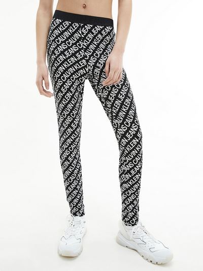 Calvin Klein Ruhák HU565953 | Calvin Klein Milano Jersey All-Over Logo Női Leggings Fekete